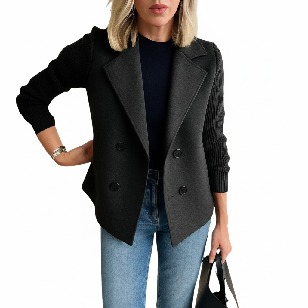 Martine I Blazer Elegante con Mangas de Punto