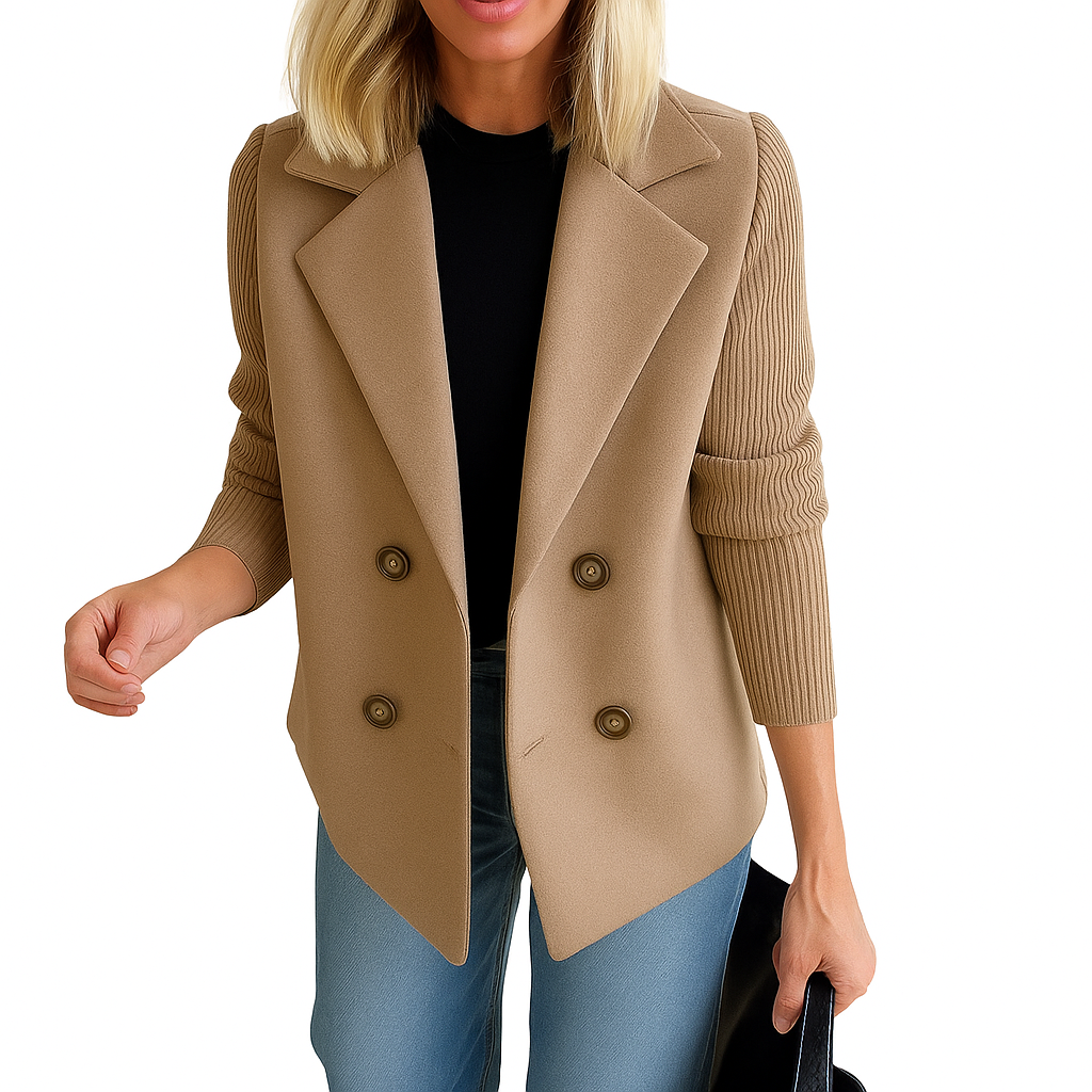 Martine I Blazer Elegante con Mangas de Punto