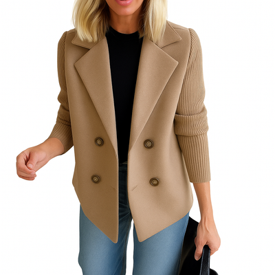 Martine I Blazer Elegante con Mangas de Punto