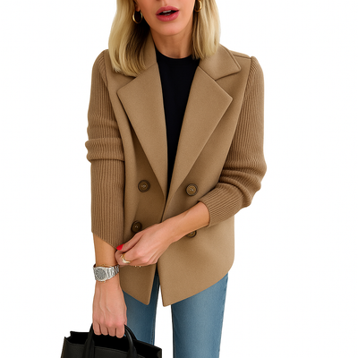 Martine I Blazer Elegante con Mangas de Punto