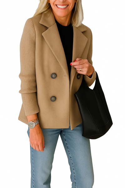 Martine I Blazer Elegante con Mangas de Punto