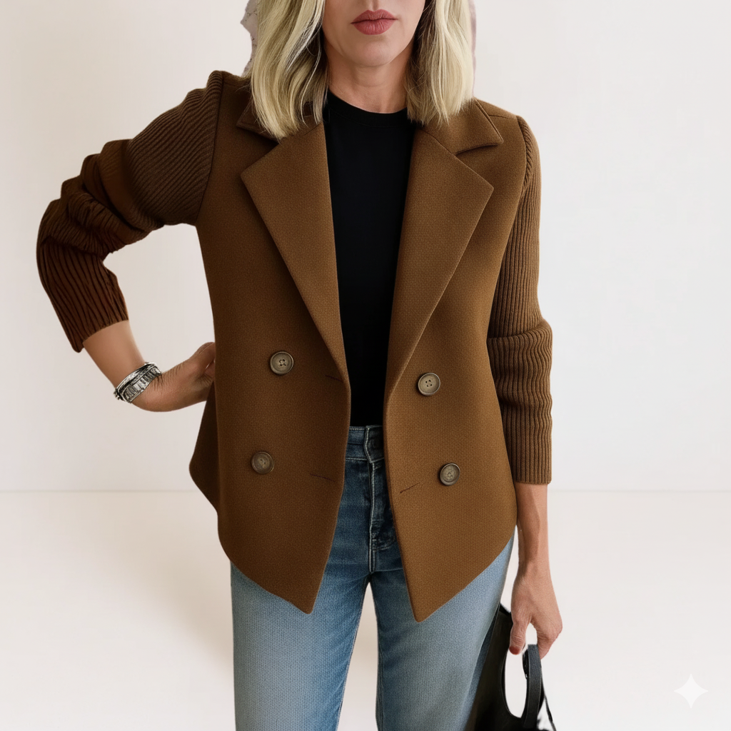 Martine I Blazer Elegante con Mangas de Punto