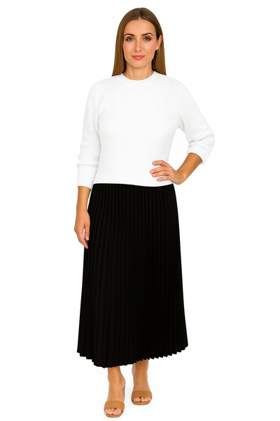 Valeria | Vestido Maxi con Jersey y Falda Plisada