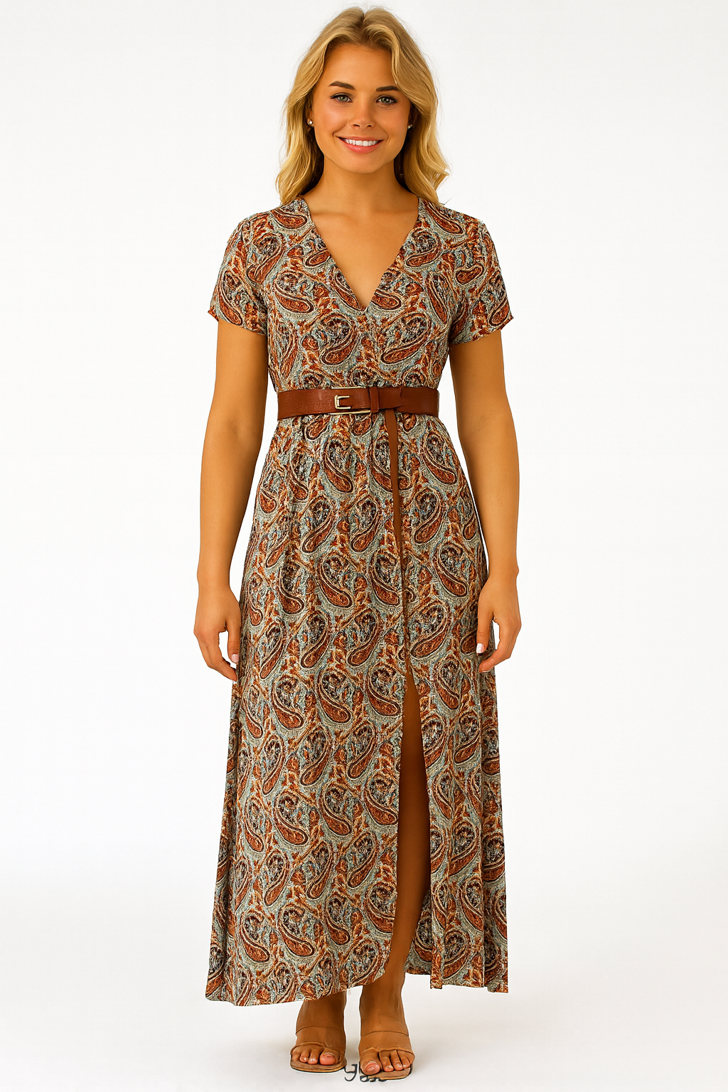 Drina | Vestido largo bohemio con cintura fruncida