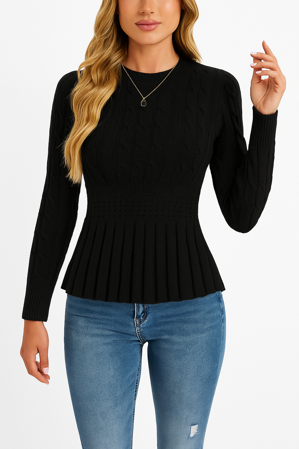 Elena | Suéter de Punto Grueso con Cuello Redondo para Mujer