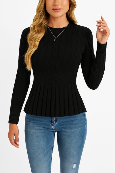 Elena | Suéter de Punto Grueso con Cuello Redondo para Mujer