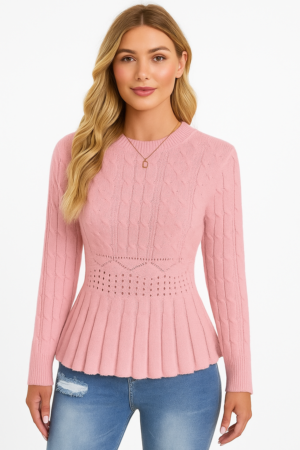 Elena | Suéter de Punto Grueso con Cuello Redondo para Mujer