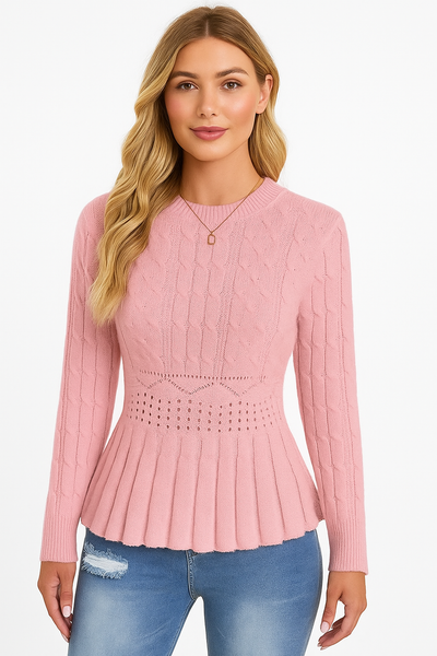 Elena | Suéter de Punto Grueso con Cuello Redondo para Mujer