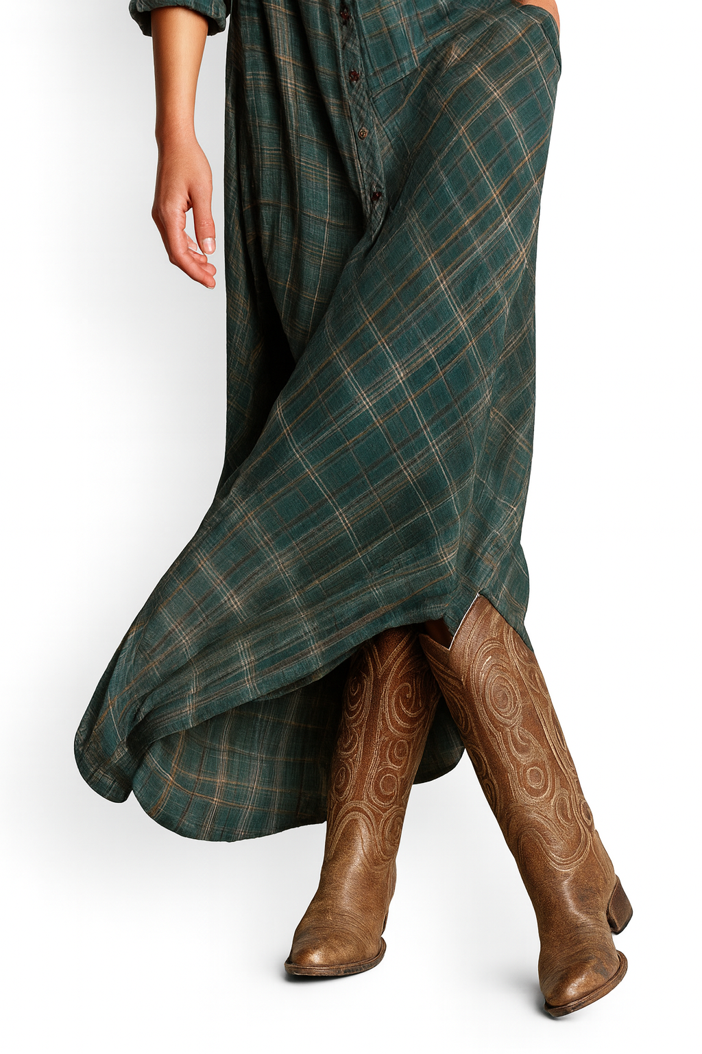 Elena | Vestido largo a cuadros con encanto atemporal